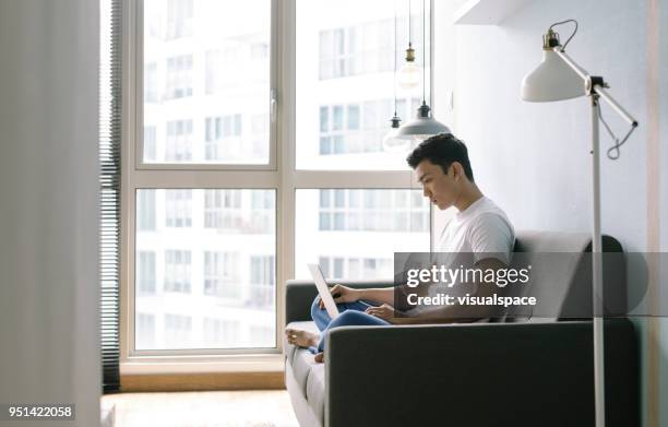 man working from home - wide angle house stock pictures, royalty-free photos & images