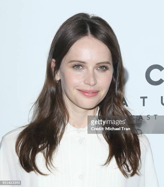 Felicity Jones attends the 2018 CinemaCon - Focus Features luncheon and special studio presentation held at The Colosseum at Caesars Palace on April...