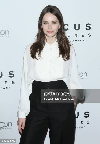 Felicity Jones attends the 2018 CinemaCon - Focus Features luncheon and special studio presentation held at The Colosseum at Caesars Palace on April...