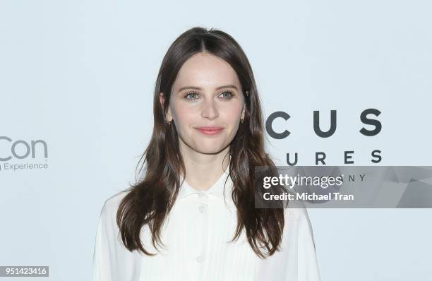 Felicity Jones attends the 2018 CinemaCon - Focus Features luncheon and special studio presentation held at The Colosseum at Caesars Palace on April...