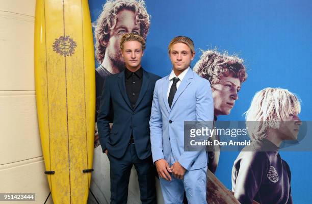 Samson Coulter and Ben Spence attend the Breath Sydney Red Carpet Premiere at The Ritz Cinema on April 26, 2018 in Sydney, Australia.
