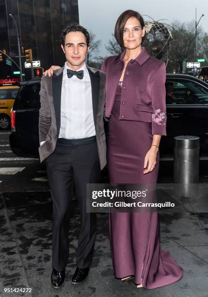 Fashion designer Zac Posen and actress Katie Holmes are seen arriving to the Brooks Brothers Bicentennial Celebration at Jazz at Lincoln Center on...