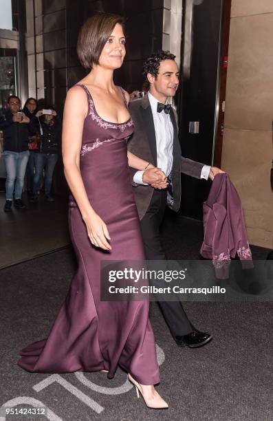 Actress Katie Holmes and fashion designer Zac Posen are seen arriving to the Brooks Brothers Bicentennial Celebration at Jazz at Lincoln Center on...