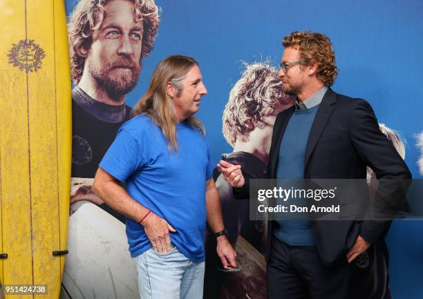 Tim Winton and Simon Baker attend the Breath Sydney Red Carpet Premiere at The Ritz Cinema on April 26, 2018 in Sydney, Australia.