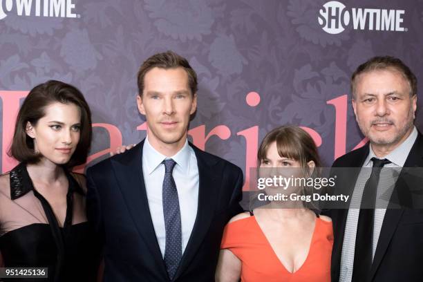 Allison Williams, Benedict Cumberbatch, Jennifer Jason Leigh and President of Programming, Showtime Networks, Gary Levine attend the "Patrick...