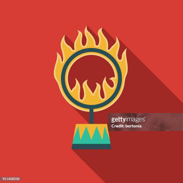 ring of fire flat design carnival icon with side shadow - burning ring of fire stock illustrations