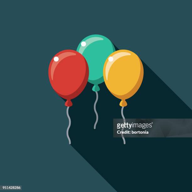 balloons flat design carnival icon with side shadow - helium stock illustrations