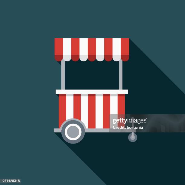 food flat design carnival icon with side shadow - theater concession stand stock illustrations