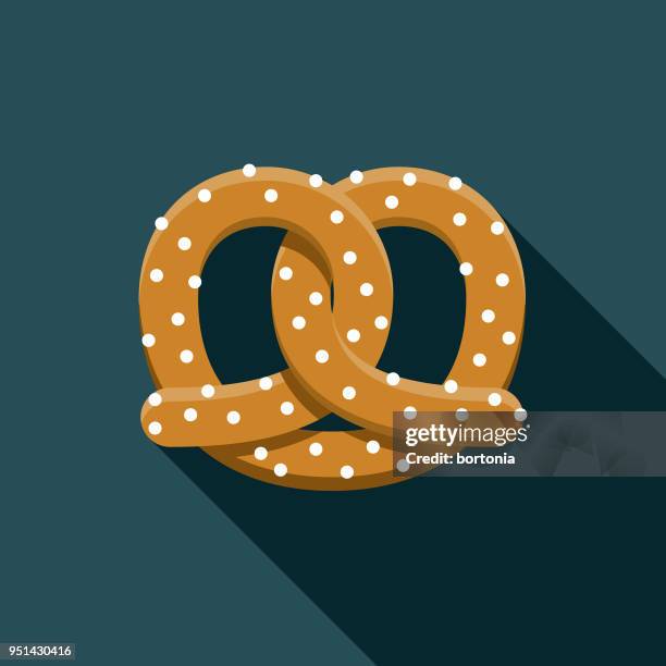 bildbanksillustrationer, clip art samt tecknat material och ikoner med pretzel platt design carnival ikonen med side skugga - pretzel