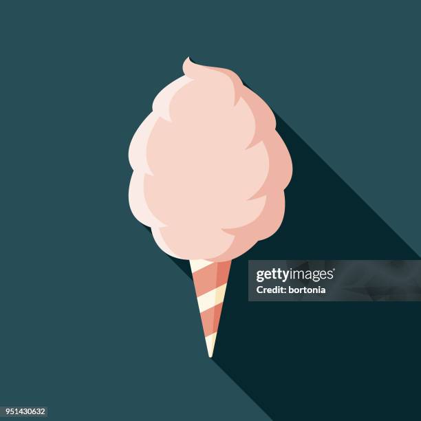 cotton candy flat design carnival icon with side shadow - cotton candy stock illustrations