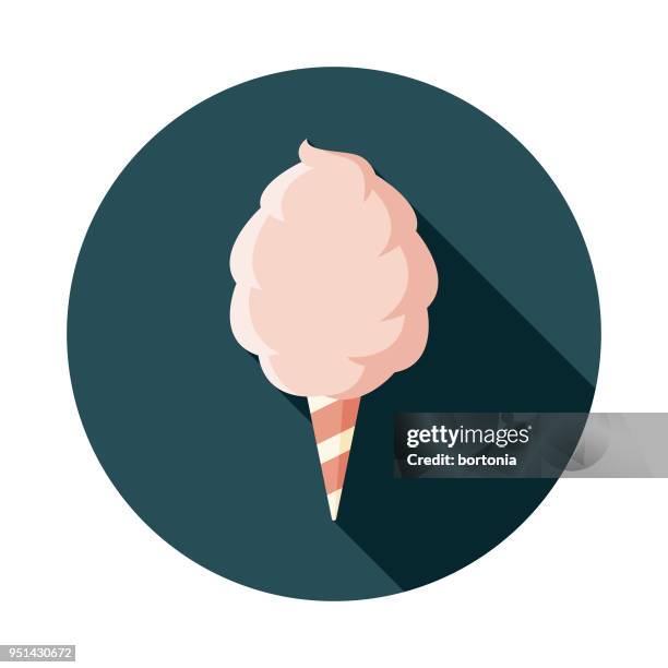 cotton candy flat design carnival icon with side shadow - candy floss stock illustrations