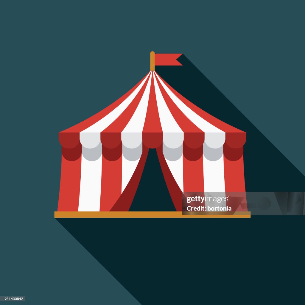 Carpa plana diseño carnaval icono con sombra lateral