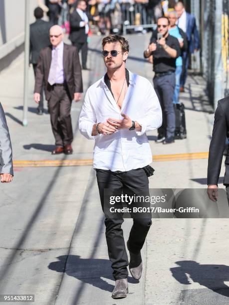 Chris Hemsworth is seen arriving at 'Jimmy Kimmel Live' on April 25, 2018 in Los Angeles, California.