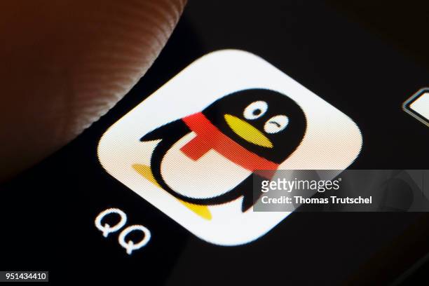 Berlin, Germany In this photo illustration the app of instant messaging software service Tencent QQ is displayed on a smartphone on April 26, 2018 in...