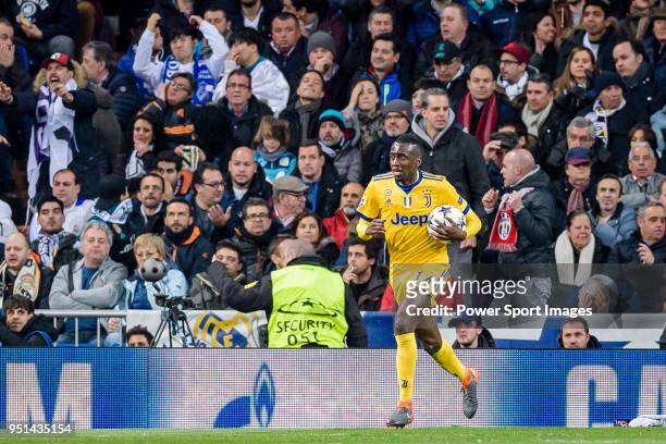 Blaise Matuidi of Juventus celebrates after scoring his goal during the UEFA Champions League 2017-18 quarter-finals match between Real Madrid and...