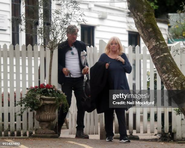 Judy Finnigan and Richard Madeley seen leaving The Spaniards Inn on April 24, 2018 in London, England.