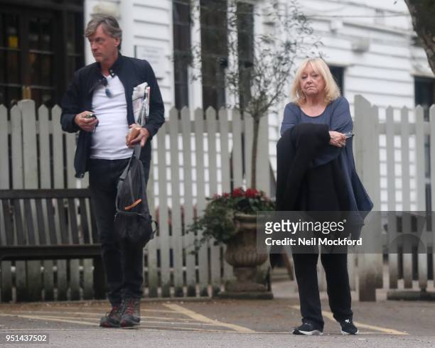 Judy Finnigan and Richard Madeley seen leaving The Spaniards Inn on April 24, 2018 in London, England.