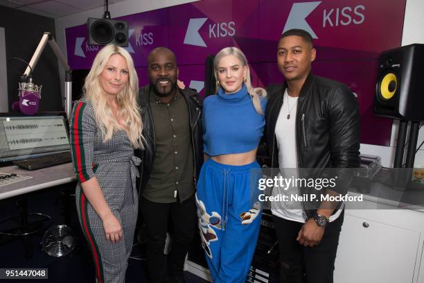 Anne-Marie visits Ricky, Melvin and Charlie at the Kiss FM UK Studio on April 26, 2018 in London, England.