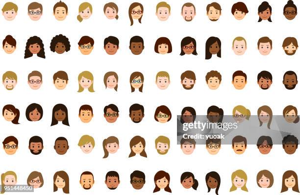 people faces icons - avatar stock illustrations