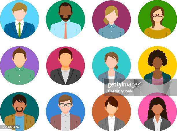 people cons - diverse faces stock illustrations