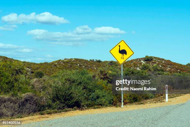 australian emu road sign, western australia - naomi rahim stock pictures, royalty-free photos & images