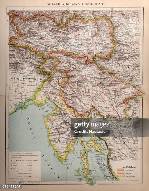 illustrazioni stock, clip art, cartoni animati e icone di tendenza di carinzia, stato austriaco dal 1895 - istria