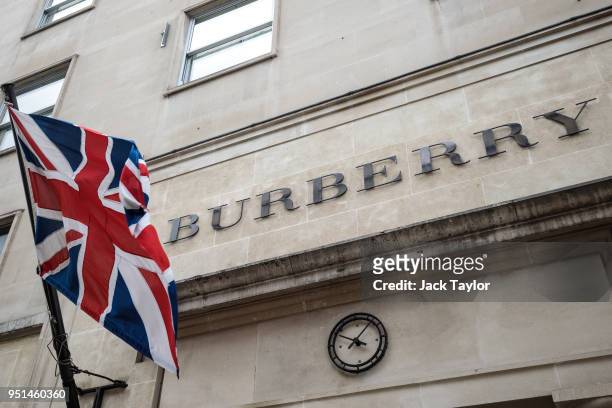 The Burberry store stands in Mayfair on April 26, 2018 in London, England. The designer for Meghan Markle's wedding dress has yet to be announced...