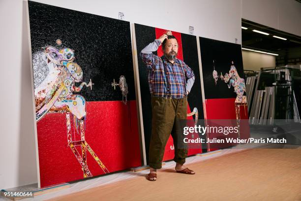 Artist Takashi Murakami is photographed for Paris Match on April 2, 2018 in Tokyo, Japan.