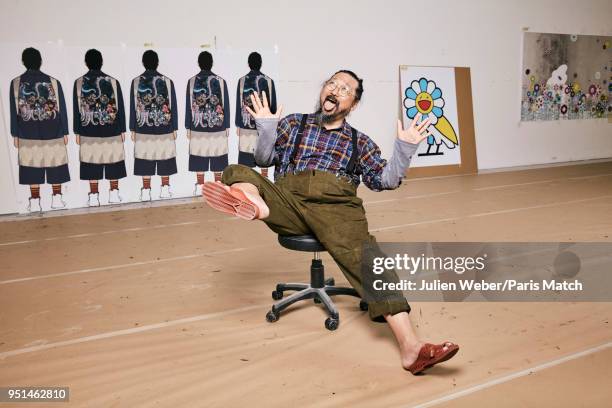 Artist Takashi Murakami is photographed for Paris Match on April 2, 2018 in Tokyo, Japan.