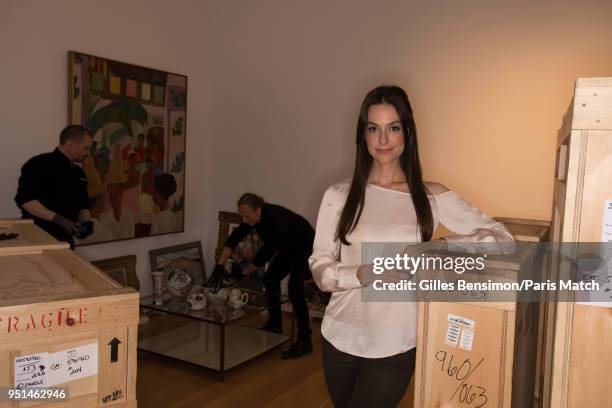 Designer Ariana Rockefeller at the Rockefeller center photographed for Paris Match on February 23, 2018 where crates containing works of art from the...