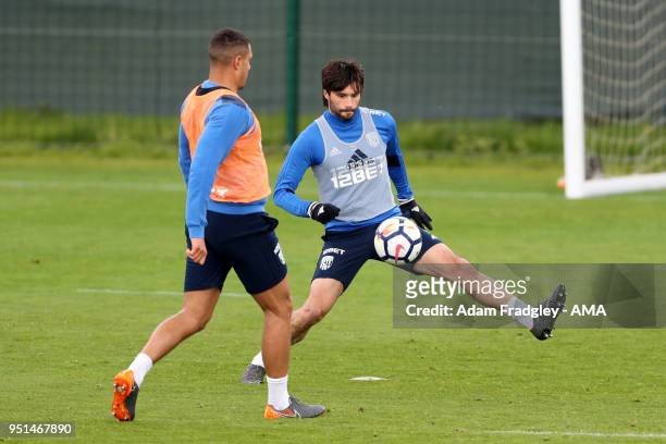 Claudio Yacob of West Bromwich Albion during a West Bromwich Albion Training Session on April 26, 2018 in West Bromwich, England.