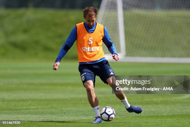 Craig Dawson of West Bromwich Albion during a West Bromwich Albion Training Session on April 26, 2018 in West Bromwich, England.