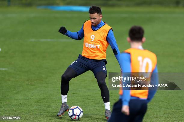 Hal Robson-Kanu of West Bromwich Albion during a West Bromwich Albion Training Session on April 26, 2018 in West Bromwich, England.