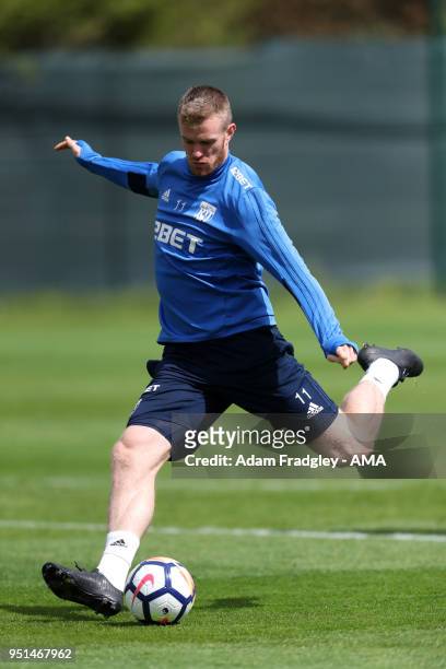 Chris Brunt of West Bromwich Albion during a West Bromwich Albion Training Session on April 26, 2018 in West Bromwich, England.