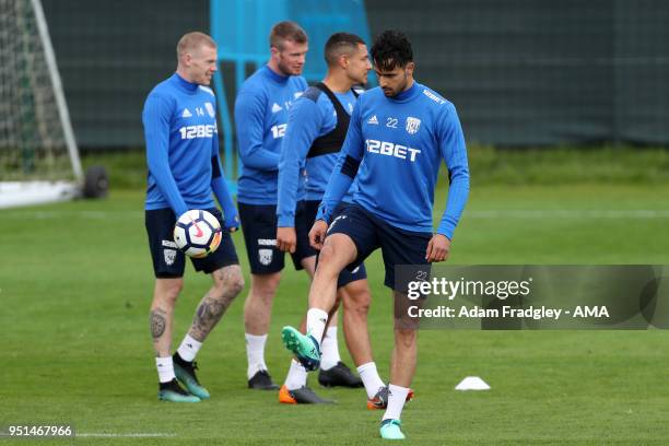 Nacer Chadli of West Bromwich Albion during a West Bromwich Albion Training Session on April 26, 2018 in West Bromwich, England.