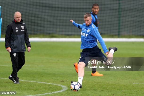 Chris Brunt of West Bromwich Albion during a West Bromwich Albion Training Session on April 26, 2018 in West Bromwich, England.