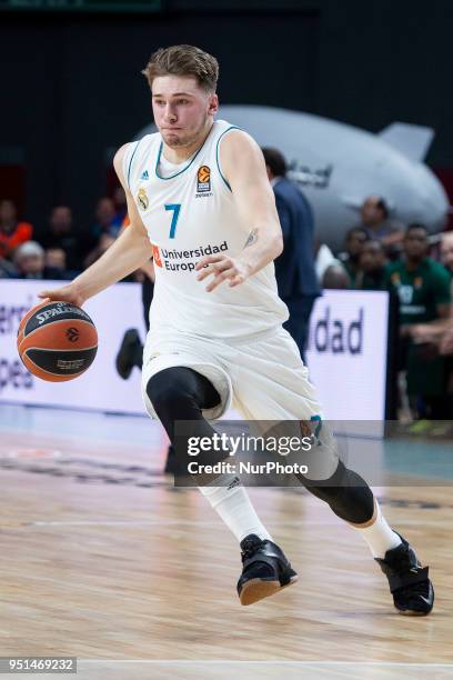 Real Madrid Luka Doncic during Turkish Airlines Euroleague Quarter Finals 3rd match between Real Madrid and Panathinaikos at Wizink Center in Madrid,...