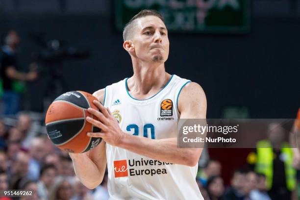 Real Madrid Jaycee Carroll during Turkish Airlines Euroleague Quarter Finals 3rd match between Real Madrid and Panathinaikos at Wizink Center in...