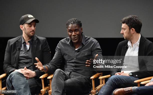 Jeff Zimbalist, Mario Melchiot and Michael Zimbalist attend the screening of "Phenoms: Goalkeepers" during the 2018 Tribeca Film Festival at SVA...