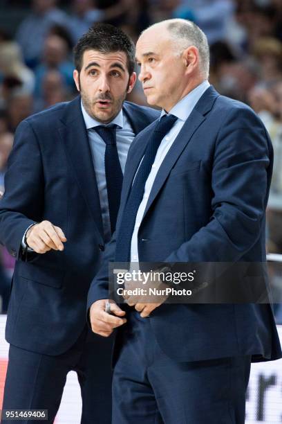 Real Madrid coach Pablo Laso during Turkish Airlines Euroleague Quarter Finals 3rd match between Real Madrid and Panathinaikos at Wizink Center in...