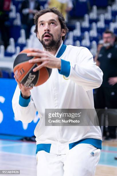 Real Madrid Sergio Llull during Turkish Airlines Euroleague Quarter Finals 3rd match between Real Madrid and Panathinaikos at Wizink Center in...