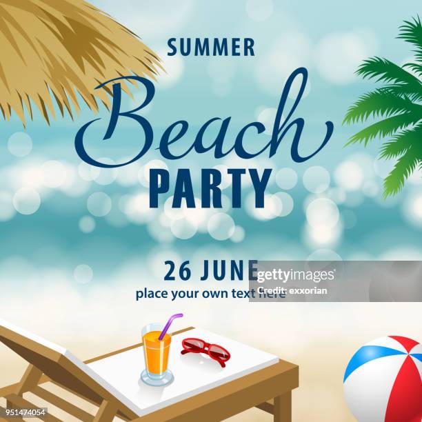 stockillustraties, clipart, cartoons en iconen met summer beach party - beach shelter