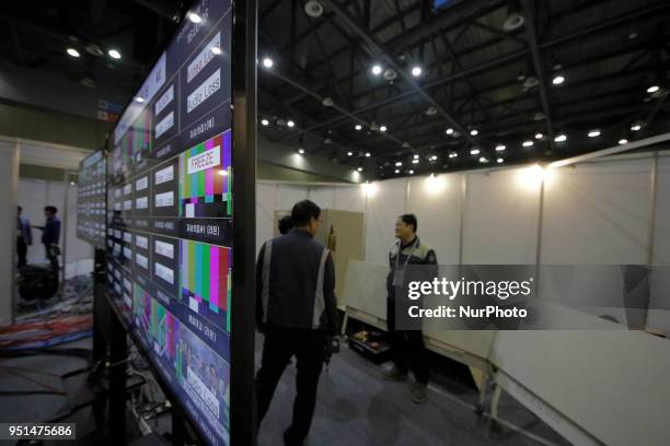 South Korean MPC network center prepared at Inter-Korean Summit Main Press Center at Kintex in Ilsan, Goyang, South Korea on April 25, 2018.....
