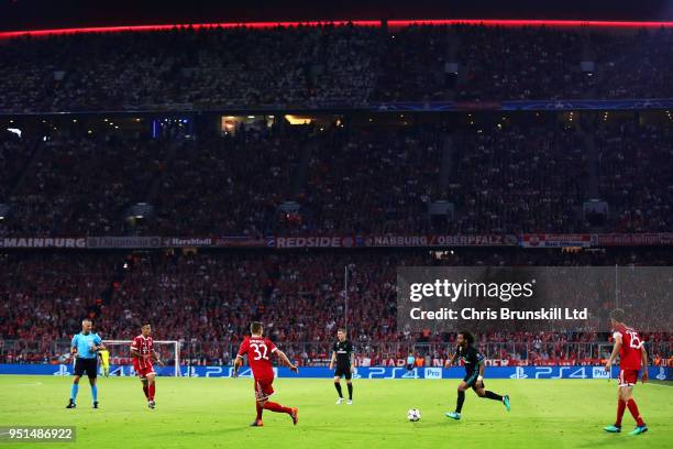 General view of the action during the UEFA Champions League Semi Final First Leg match between Bayern Muenchen and Real Madrid at the Allianz Arena...