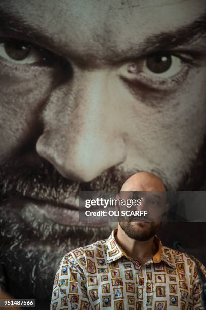 Former British heavyweight world boxing champion Tyson Fury attends a press conference to publicise his return to the ring at the Lowry Hotel in...