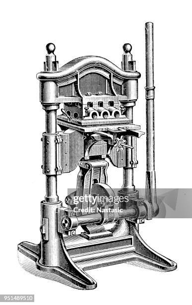 bookbinding machines ,gold-plating, embossing press. - embossed metal stock illustrations