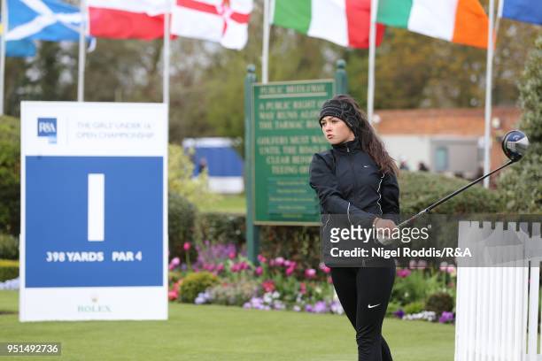 Boh Greenwood during practice for the Girls' U16 Open Championship at Fulford Golf Club on April 26, 2018 in York, England.