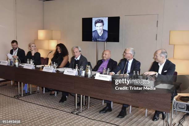 Dirk Loeschner, Nadja Michael, Cassandra Steen, Gerhard Kaempfe, Mario Hempel, Rolf Neumann and Joja Wendt during the press conference for Classic...