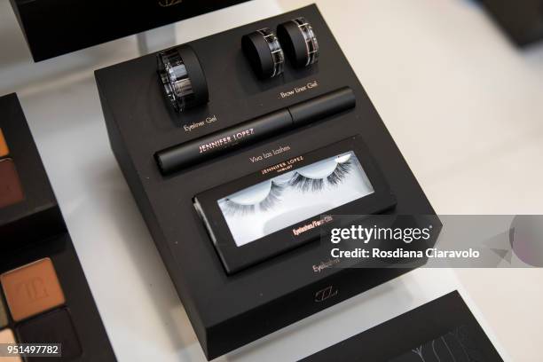 JLOXInglot by Jennifer Lopez Eyeliner Gel, Brow Liner gel, Mascara Viva Las Lashes and Eyelashes are displayed at the JLOXInglot presentation on...