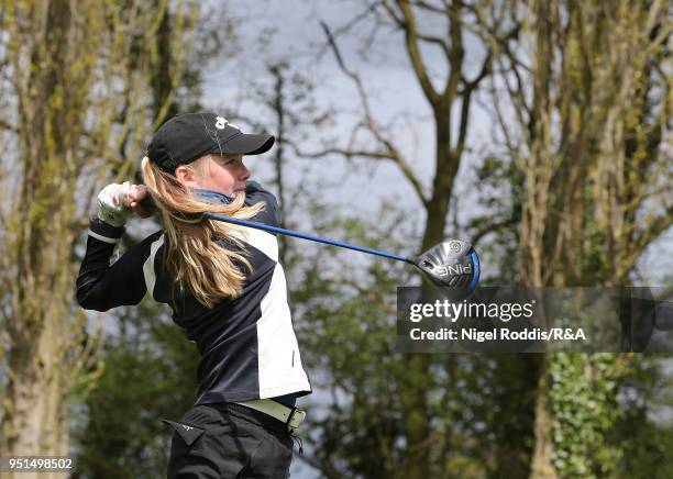 Mia Eales-Smith during practice for the Girls' U16 Open Championship at Fulford Golf Club on April 26, 2018 in York, England.